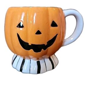 Spooky Hollow Pumpkin Face‎ Eek Mug White Handle Halloween Decor
